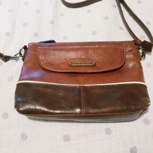 Brown and Camel Stone Mountain Crossbody Purse.